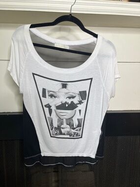 Nicki Minaj Black and White Graphic Scoop Neck Tee